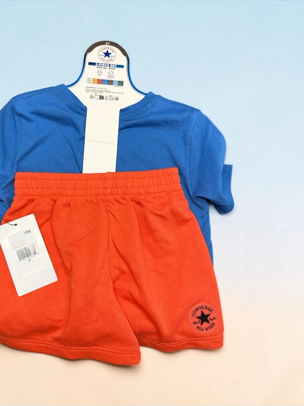 Converse Blue Graphic Tee and Orange Shorts Kids Set
